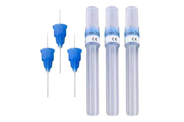 27 Gauge Long 1-3/8" Dental Needles, Pre-threaded plastic hub